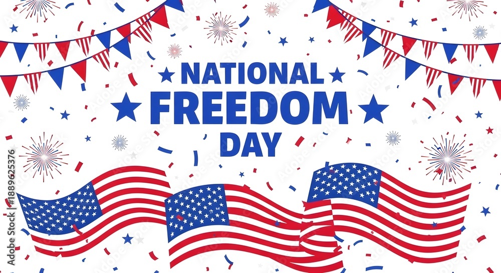 Obraz premium National freedom day celebration with american flags and patriotic decorations