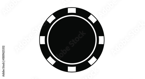 A stark black and white casino chip design bold and graphic silhouette