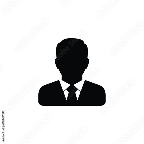 Business man avatar icon showing silhouette profile of professional male person in suit and tie representing leadership corporate management career profile account user identity employee character