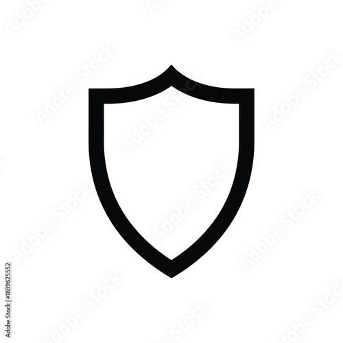 Shield outline icon, safety symbol, protection or defense emblem, security guard badge, warranty or guarantee sign, resilience symbol, heraldic crest vector graphic, privacy icon