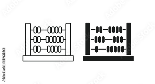 Two abacus icons presented in a minimalist black style silhouette