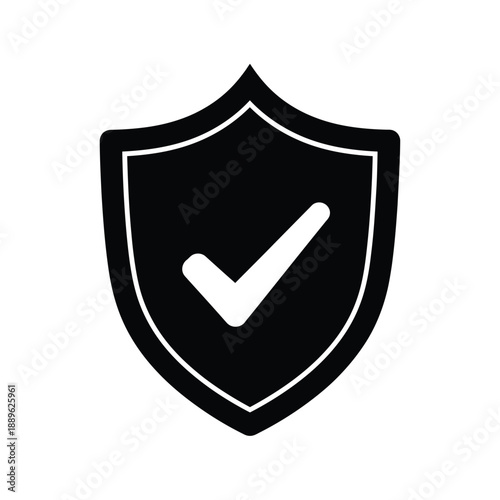 Obraz na plátně Shield with check mark icon symbolizing security, verification, and protection,