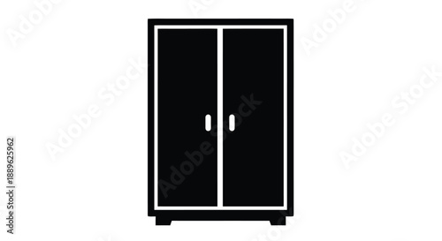 Simple black wardrobe with two doors a minimalist silhouette
