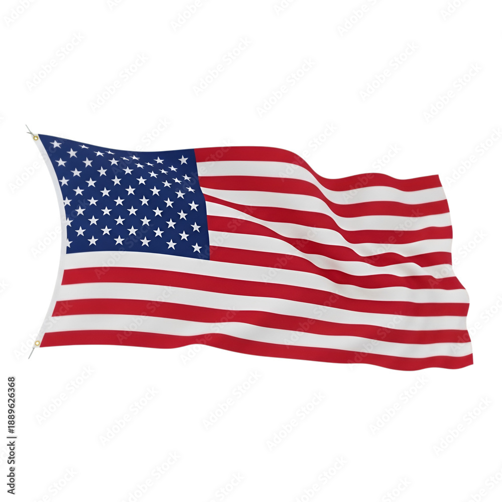 Obraz premium Waving American Flag with Stars and Stripes usa flag isolated on a transparent background