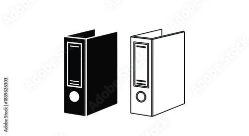 Two ring binders one dark and one light in a simple silhouette