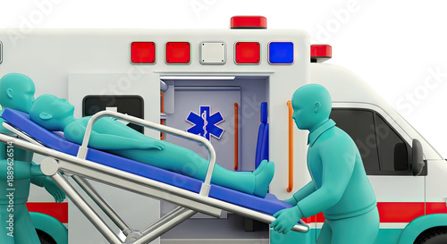 Paramedics loading patient into ambulance