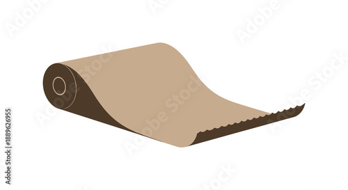 A simple illustration depicts a rolled sheet of brown paper partially unrolled and showing its texture high quality