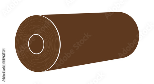 A detailed illustration of a tightly wound cylindrical brown roll with a visible central core and uniform texture