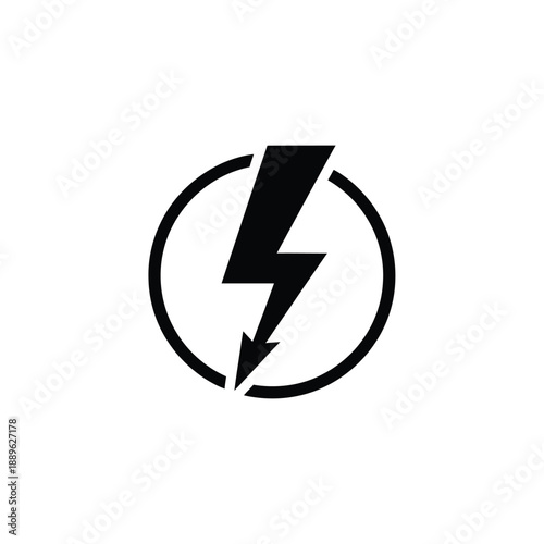 Free Download Lightning bolt icon inside circle frame representing energy power and electrical hazard symbol for industrial safety and utility service signage isolated on white background for graphic design use - GFXLoad