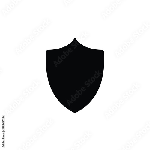Shield silhouette icon representing security protection and digital safety for cybersecurity antivirus software or heraldic defense emblem isolated on white background for corporate branding design