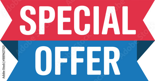 Special offer ribbon banner, promotional label design for discounts, sales and marketing campaigns, vector illustration