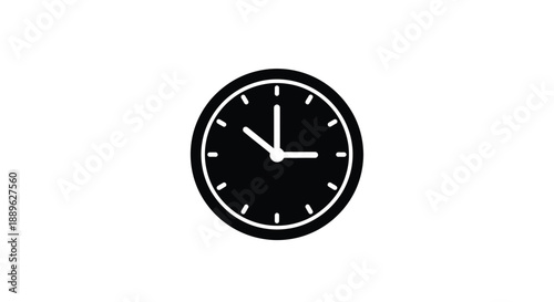 A black clock face showing ten past ten a striking silhouette