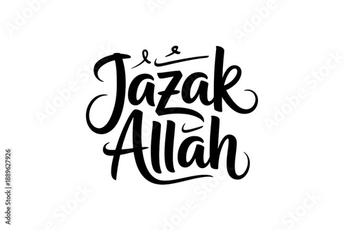 Elegant jazak allah calligraphy isolated on transparent background isolated on transparent background