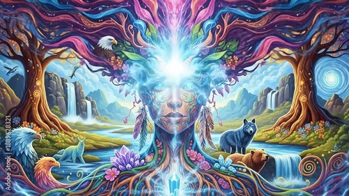 Mystical Earth Goddess Shamanic Visionary Art Psychedelic Energy