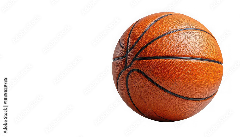 Fototapeta premium Close up realistic detailed texture of a classic orange basketball with black lines isolated on transparent background on transparent background