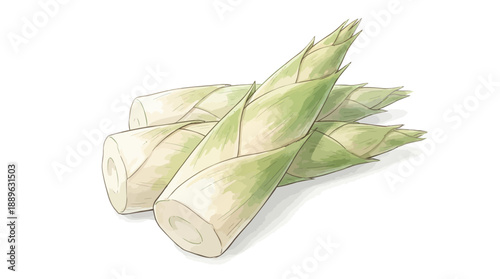 Fresh Asparagus Stalks, Kitchen Setting, Illustration, Bright Environment, Close-Up View, Seasonal Cooking
