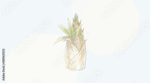 Minimalist Anime Illustration of a Pineapple Plant in Soft Colors