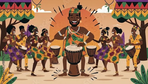 Vibrant African Drumming Celebration - A Joyful Cultural Gathering.