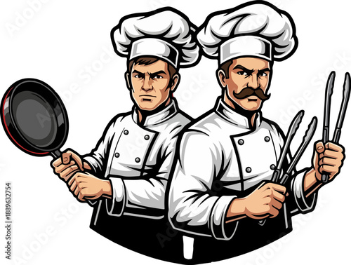 Dynamic Duo Chefs Ready for Culinary Action