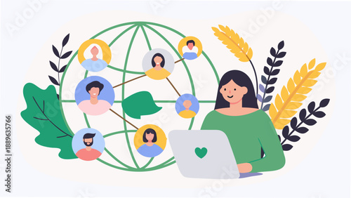 Global network connection with diverse people and digital communication