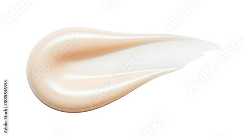 Creamy beige cosmetic product swatch isolated on white background