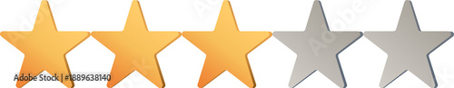Three Golden Stars Rating Icon. 3 out of 5 stars for customer reviews, quality, and feedback.