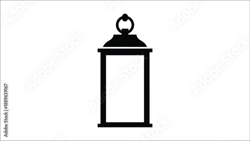 Simple black silhouette of a vintage oil lamp or lantern