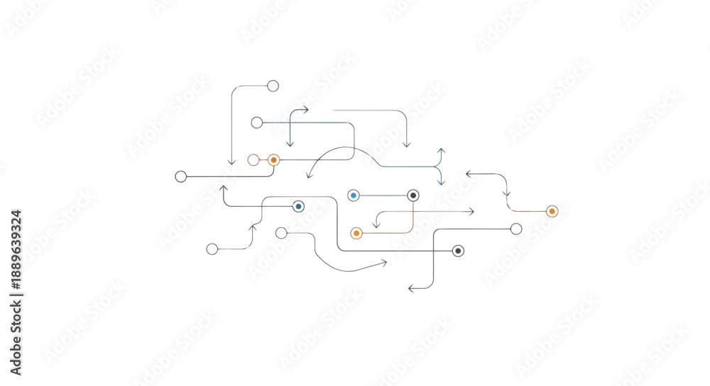 Obraz premium Abstract network connections create a dynamic digital pathway representing data flow and interconnected systems on a clean white background concept