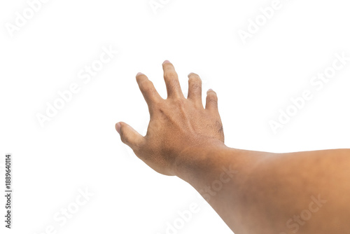 Εκτύπωση καμβά first person perspective of man hand reaching out something isolated on white ba