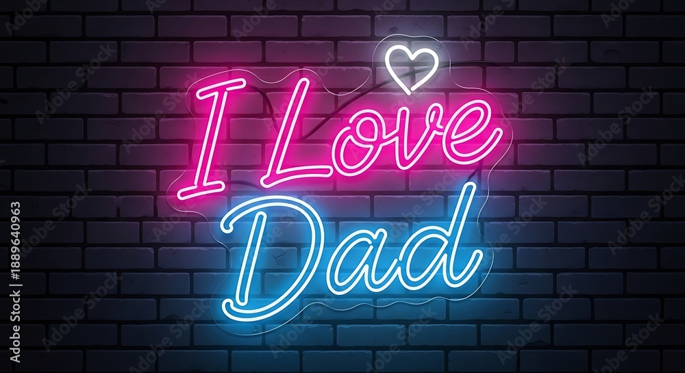 Obraz premium Happy father's day celebration with neon sign i love dad