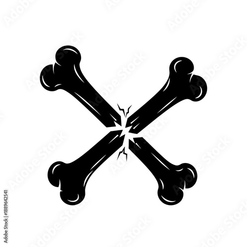 Broken black crossbones symbol