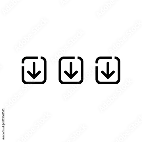 Three black download icons or buttons