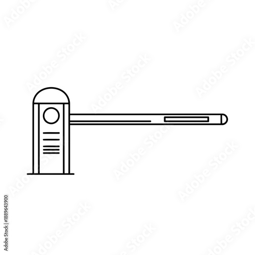 A black and white line drawing of a parking lot boom gate barrier