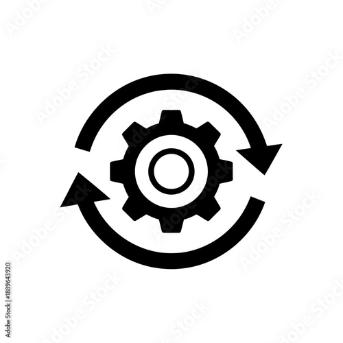 Black gear icon with circular arrows