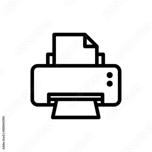 Vector illustration of a printer with a black outline