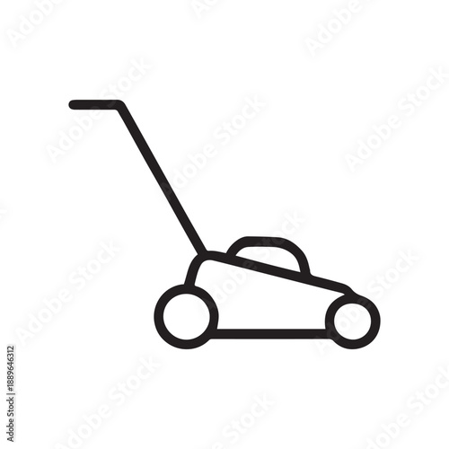 Lawn Mower Machine Line Icon Vector On White 
Background 
