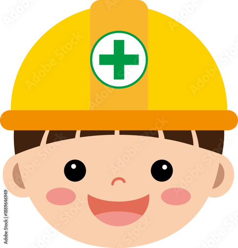 안전모자를 쓴 어린이