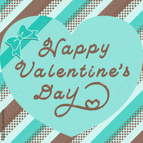 爽やかなミントカラーのハート型バレンタインメッセージデザイン