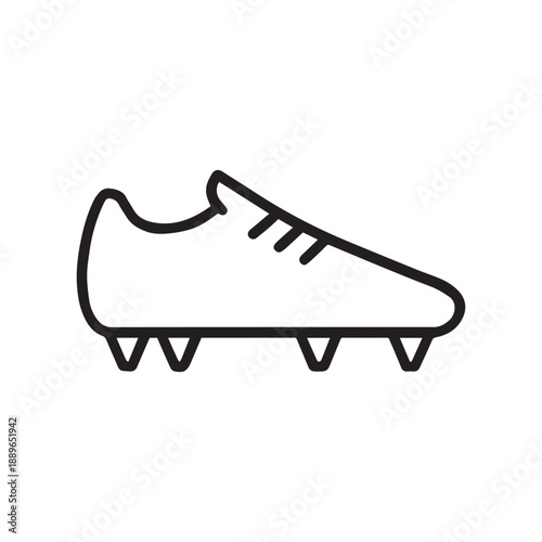 Football Cleat Shoe Line Icon Vector On White Background 