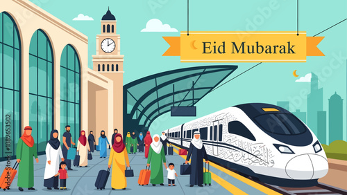 White Bullet Train at Modern Train Station.