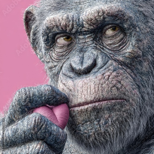 Close-up of chimpanzee lick...