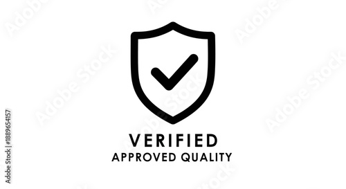 Verified approved quality checkmark shield graphic illustration