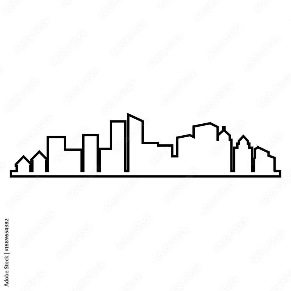 Naklejka premium City Skyline Outline Vector
