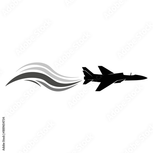 Silhouette Fighter Jet Flying With Smoke Trail