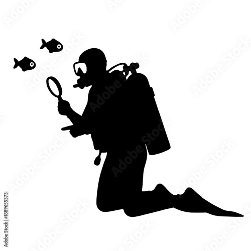 Silhouette of a scuba athlete