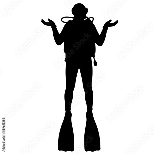 Silhouette of a scuba athlete