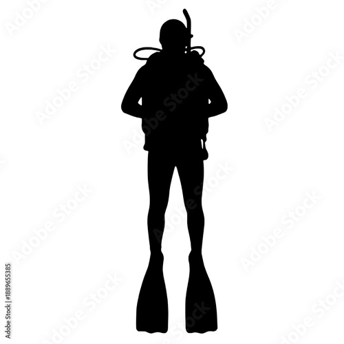 Silhouette of a scuba athlete