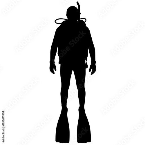 Silhouette of a scuba athlete