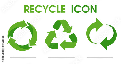 Recycling icons display eco-friendly symbols on a white background for reuse.