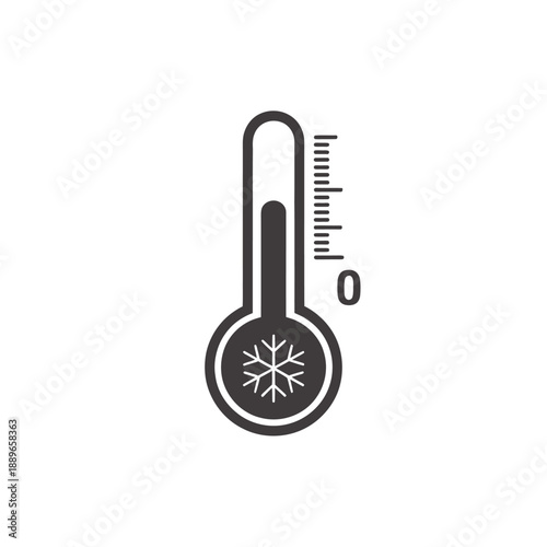 A black thermometer icon displaying a freezing temperature with a snowflake